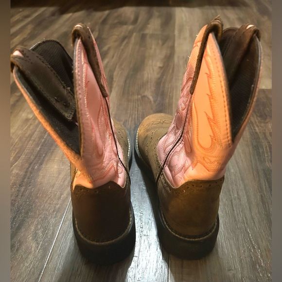 Justin Gypsy Boots Womens 8B Pink Brown Leather Cowgirl Western Rodeo - Picture 5 of 8